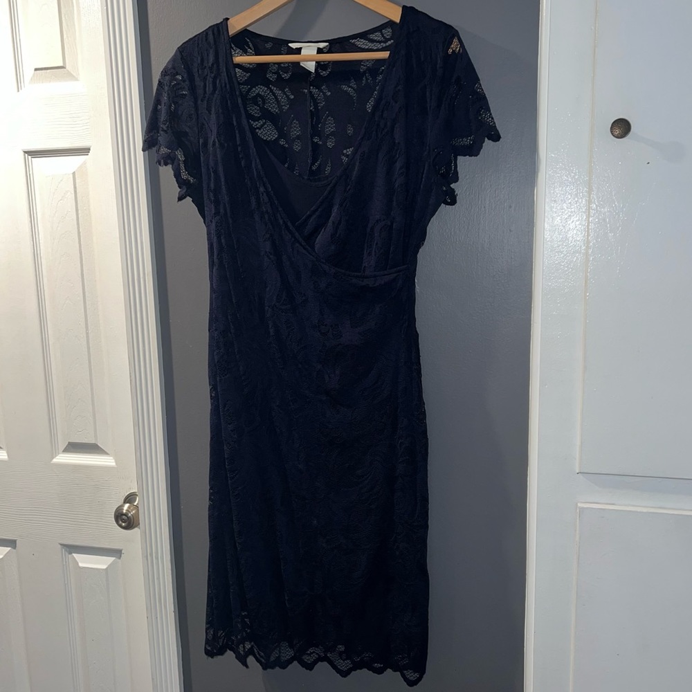 H&M Navy Blue Lace Mama Dress